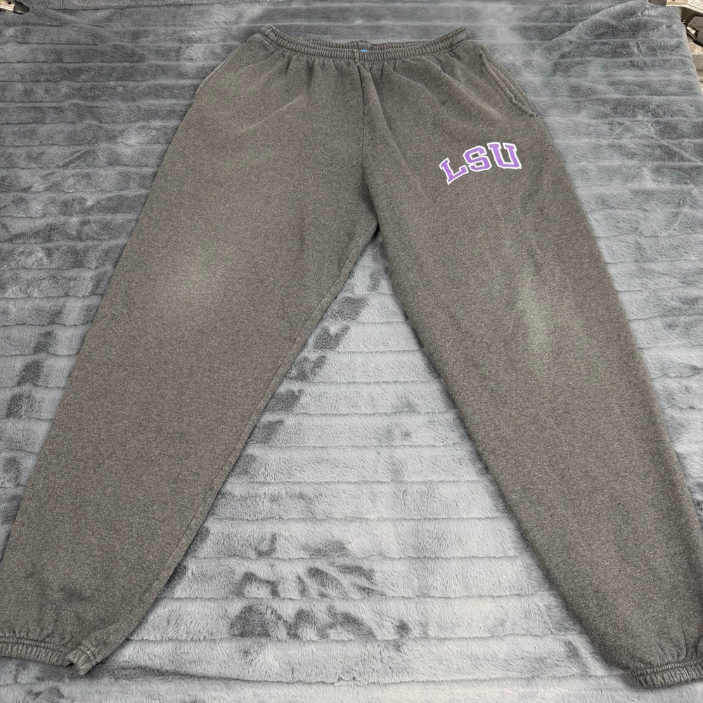 Champion Eco Fleece LSU Sweatpants Mens Large Gray Joggers CP2071-990